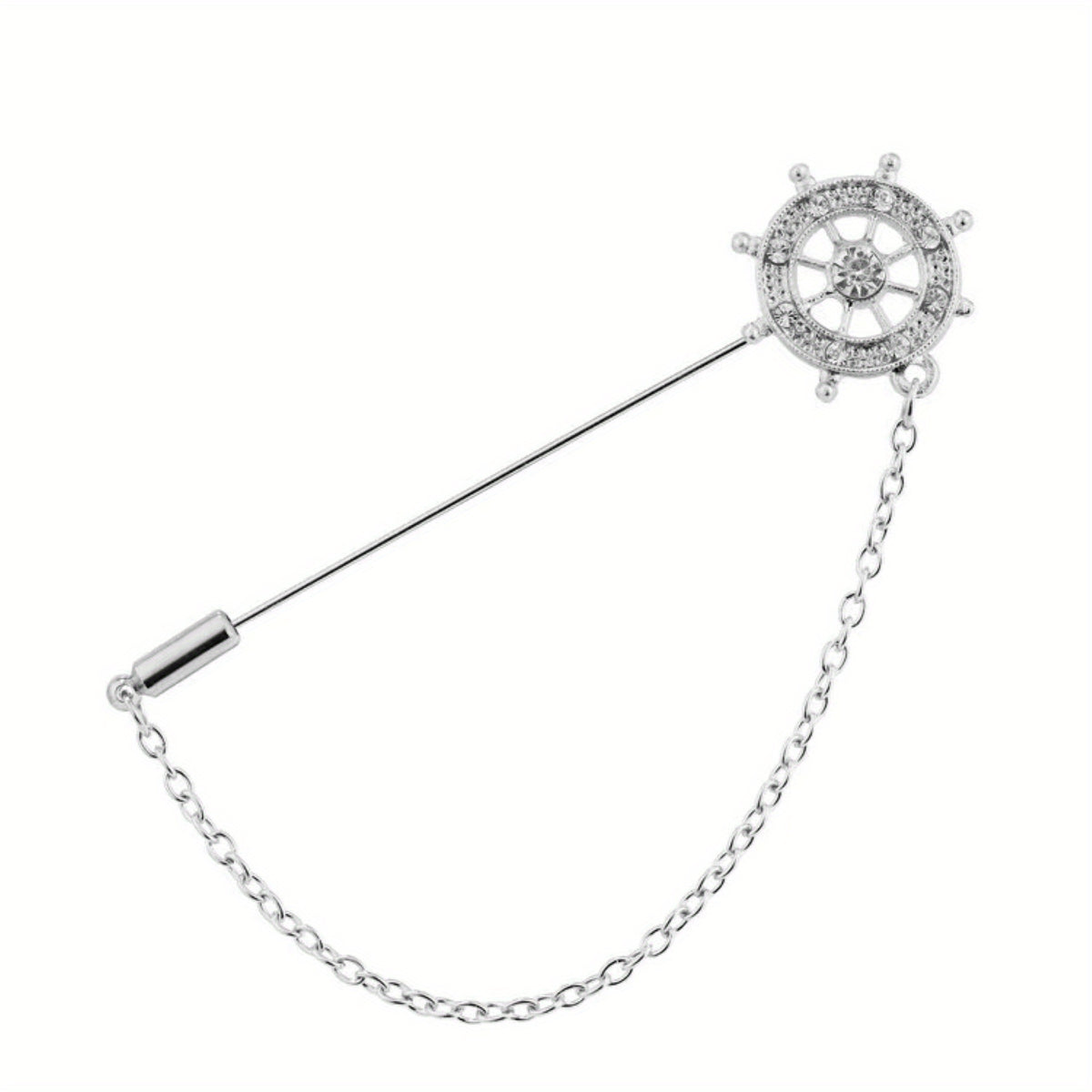 Rhinestone Anchor Chain Tassel Brooch Pin Clothing Jewelry