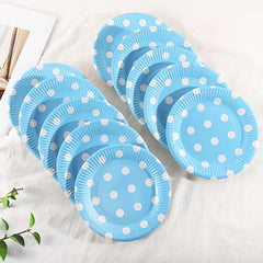10pcs Colorful Polka Dot Paper Plates - Round Disposable Tableware