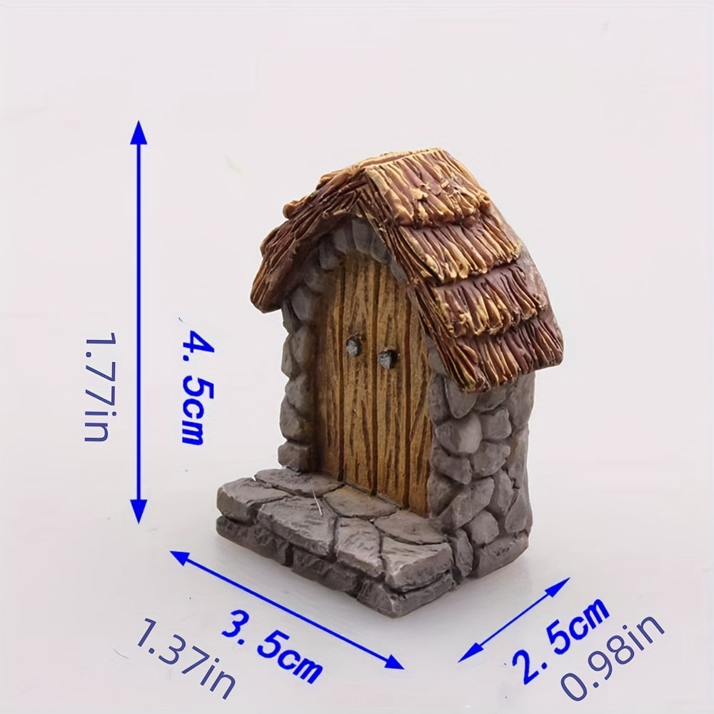 Wooden Door Statue for DIY Dollhouse Fairy Garden Bonsai