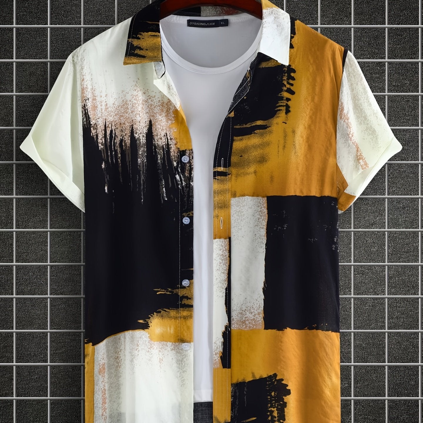 Men's Casual Cotton Contrast Short Sleeve Shirt for Summer Beach Vacation