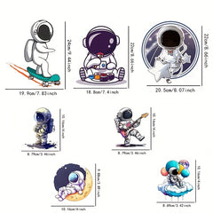7pcs Cartoon Astronaut Iron-on Patches for T-shirt Hats Backpacks
