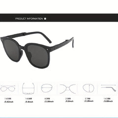 Square Frame Sunglasses Foldable Rivet Decor Polarized Glasses