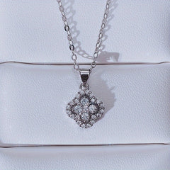 Four Leaf Clover Crystal Pendant Necklace 925 Silver Plated Clavicle Necklace