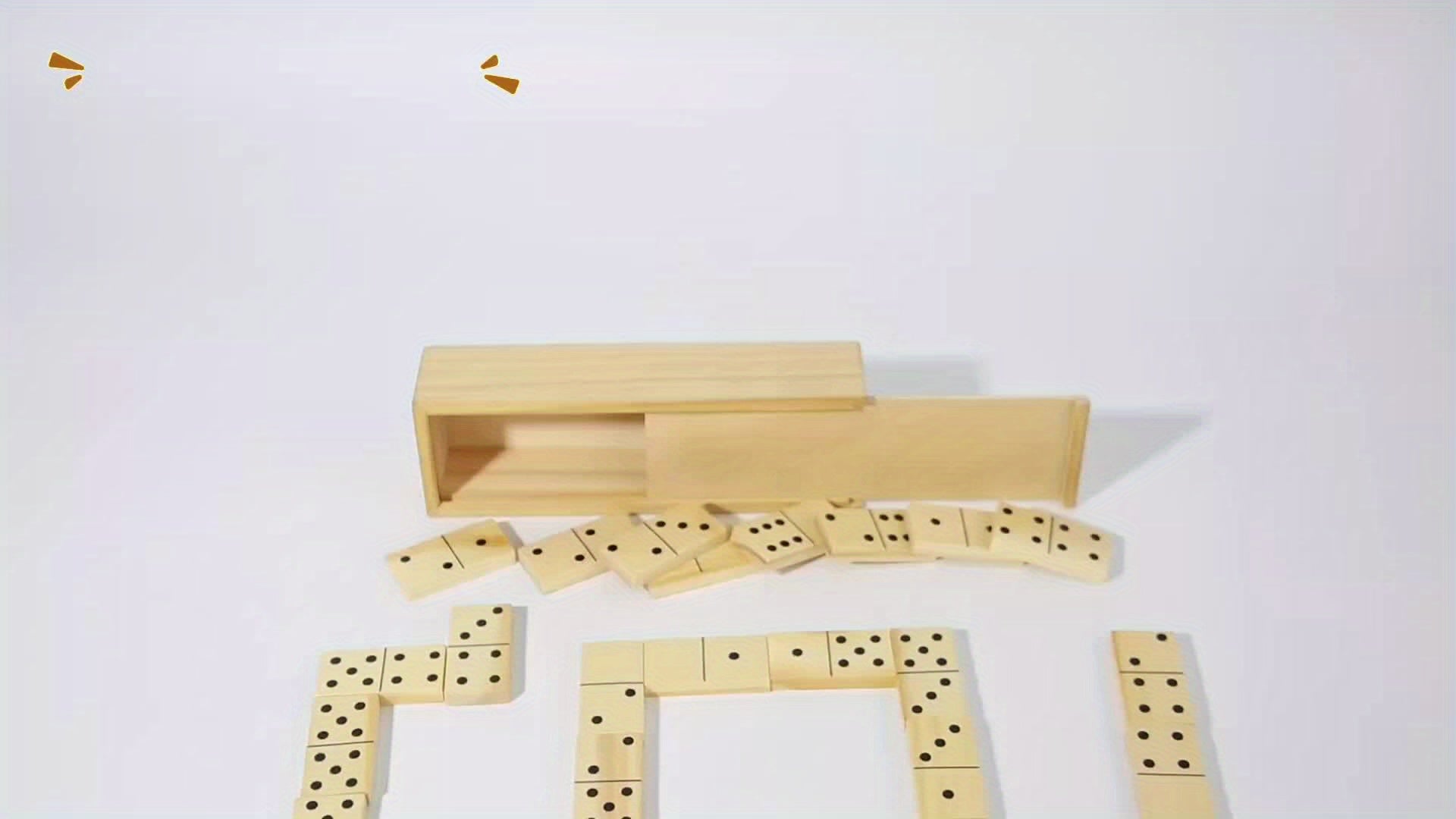 Wooden Domino Set 28pcs Number Matching Game Tower Building Game