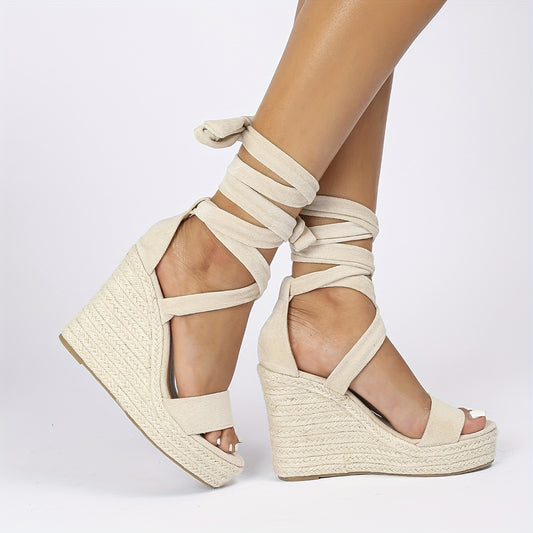 Women's Platform Wedge Sandals Lace Up Espadrille Heels