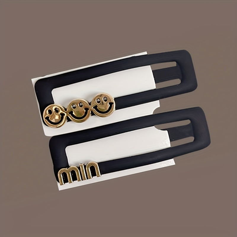 Golden Smile Face Hair Clip Frosted Texture Hair Accessories