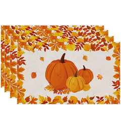 4pcs Colorful Halloween Autumn Pumpkin Placemats Heat Insulation Table Mat