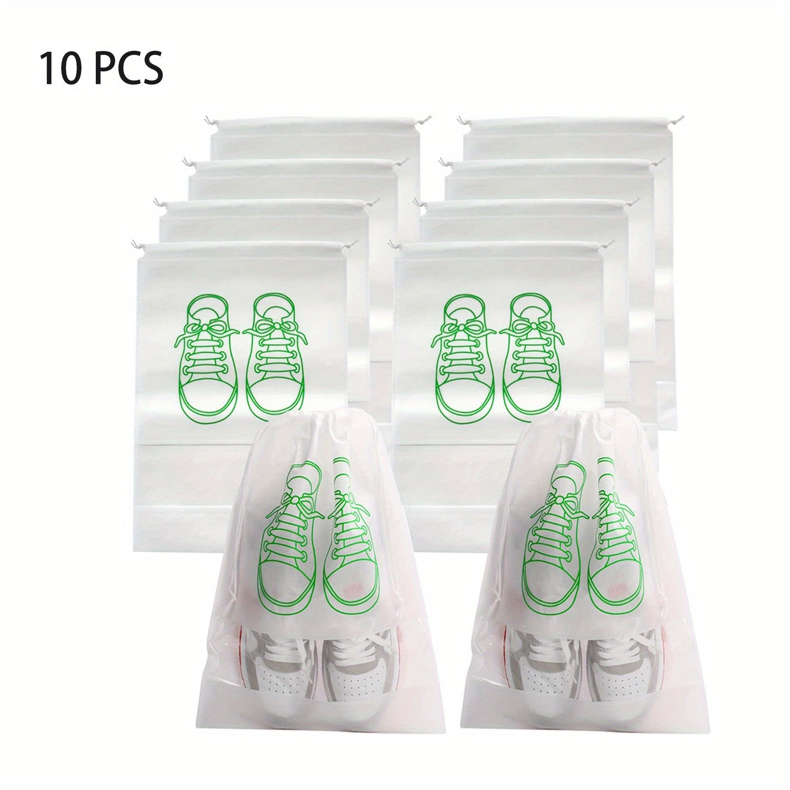 10pcs Portable Shoes Storage Bags Transparent Non Woven Clothes Towel Pouch
