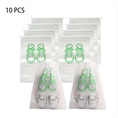10pcs Portable Shoes Storage Bags Transparent Non Woven Clothes Towel Pouch