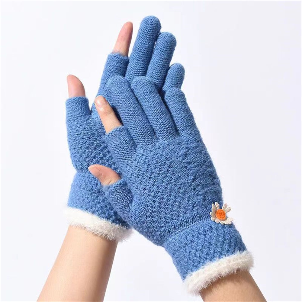 Daisy Solid Knit Gloves for Women