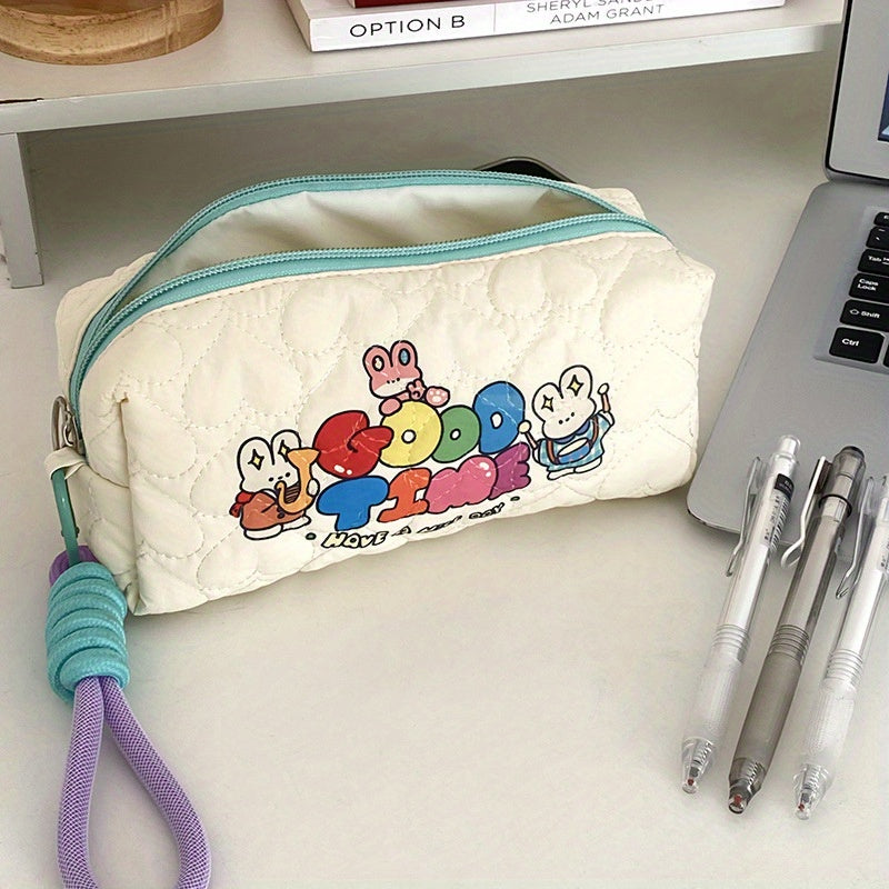 Cartoon Student Pencil Case Portable Puppy Printed Cosmetic Bag