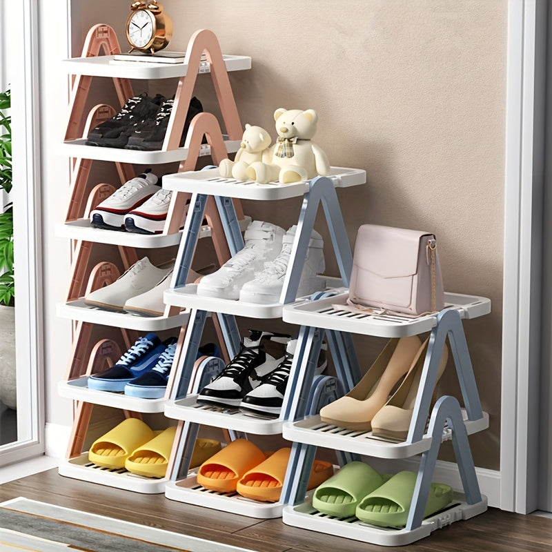 Plastic Folding Shoes Storage Rack Stackable Shoes Storage Shelf