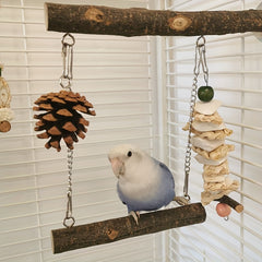Bird Perch Cage Toy Parrot Wooden Swing Exercise Stands