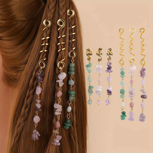 Stone Pendants Braided Hair Access. Dress Up Accessories for Girls Kids