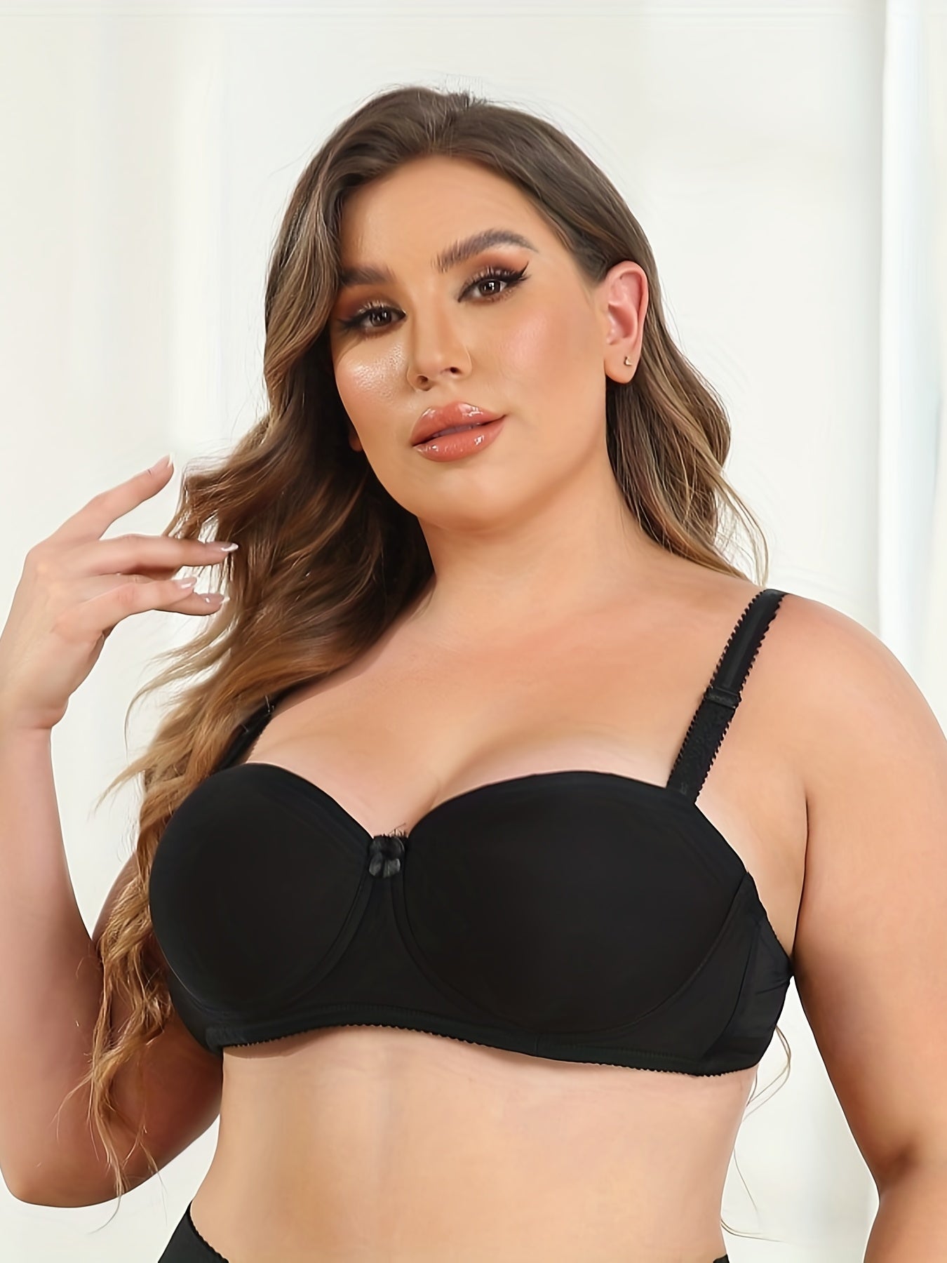  Sexy Bra Women's Plus Smoothing Push Up Anti slip Convertible Bow Bra
