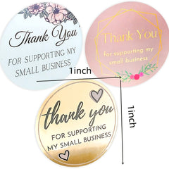 500pcs 2.54cm Thank You For Supporting My Small Business Stickers 3 Designs