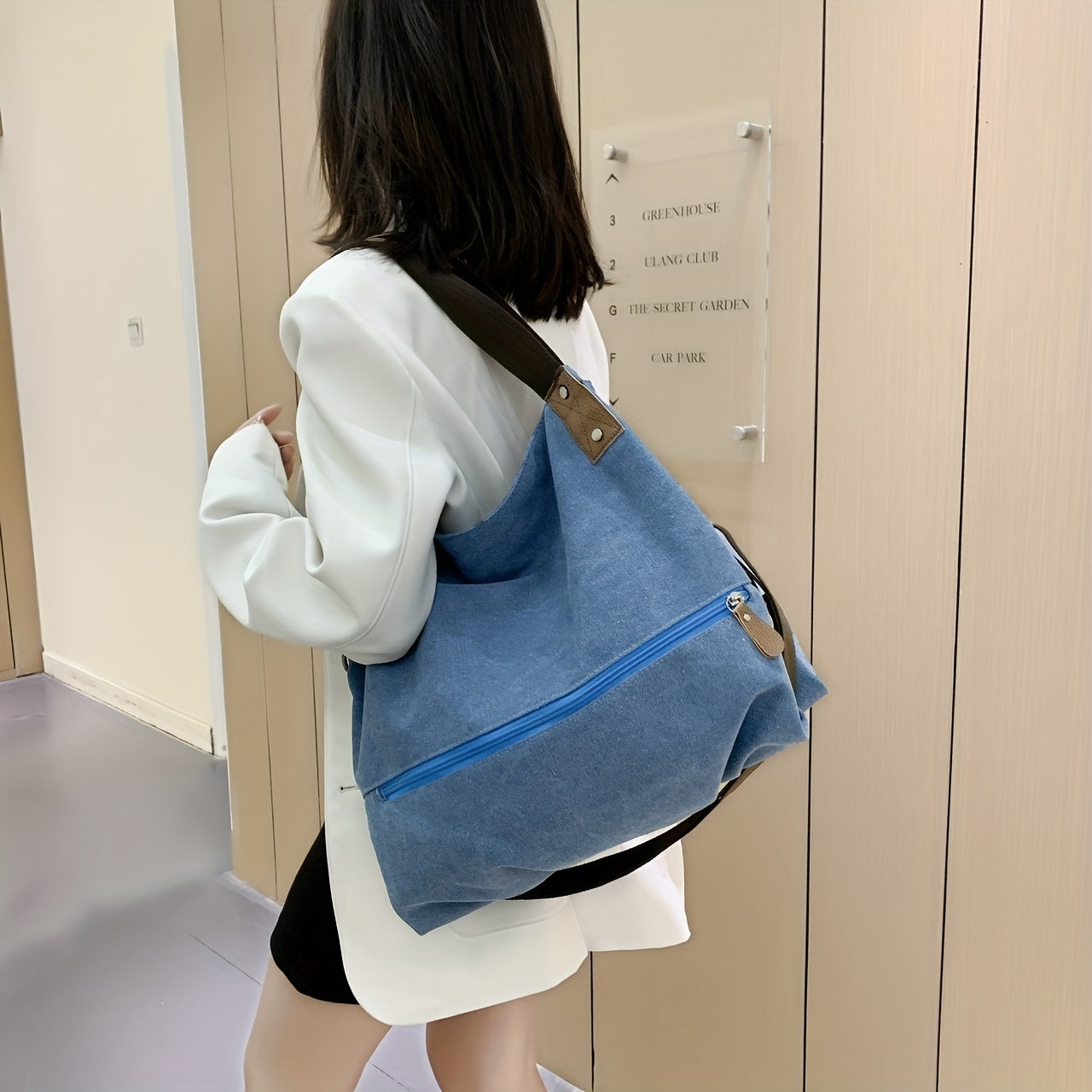 Large Capacity Shoulder Bag Casual Storage Bag For Work Women Solid Bag