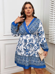  Boho Dress Women's Plus Colorblock Floral Print Mini Dress