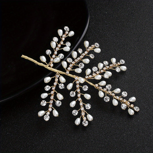 Bride Hair Clip Rhinestone Hairpin Faux Pearl Beads Hair Accessories