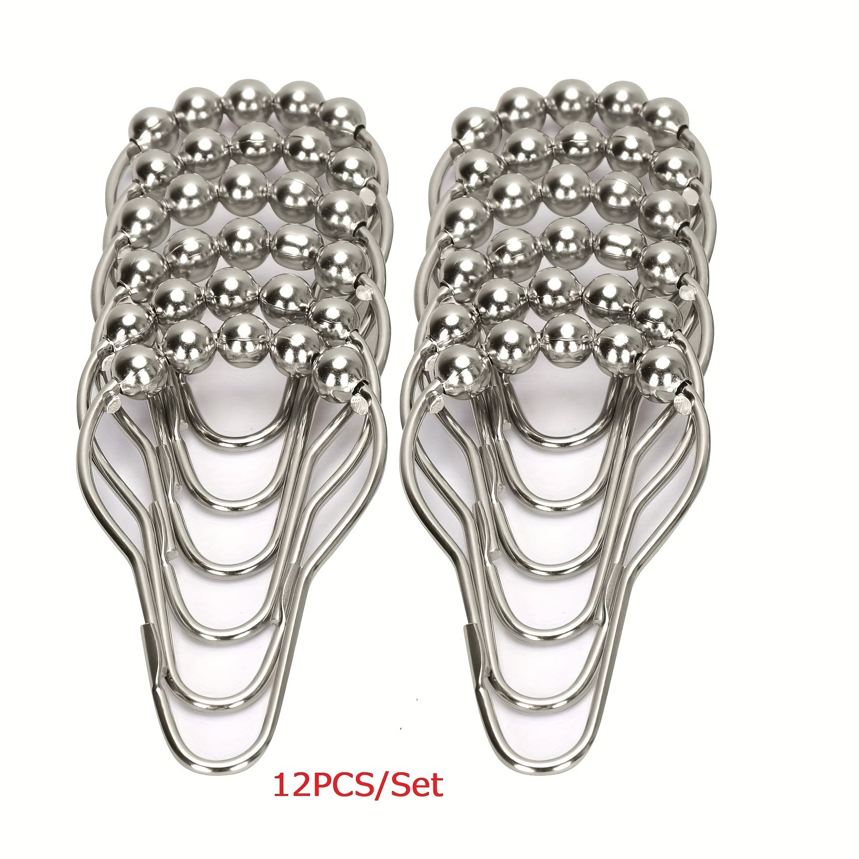 12pcs Stainless Steel Shower Curtain Hooks Rings Bathroom Accessories