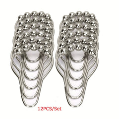 12pcs Stainless Steel Shower Curtain Hooks Rings Bathroom Accessories