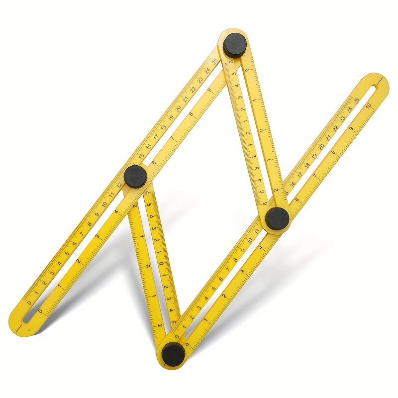 Angle Measuring Ruler 4 Sided ABS Plastic Protractor Yellow
