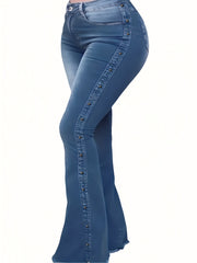  High Rise Stretch Skinny Flared Leg Jeans