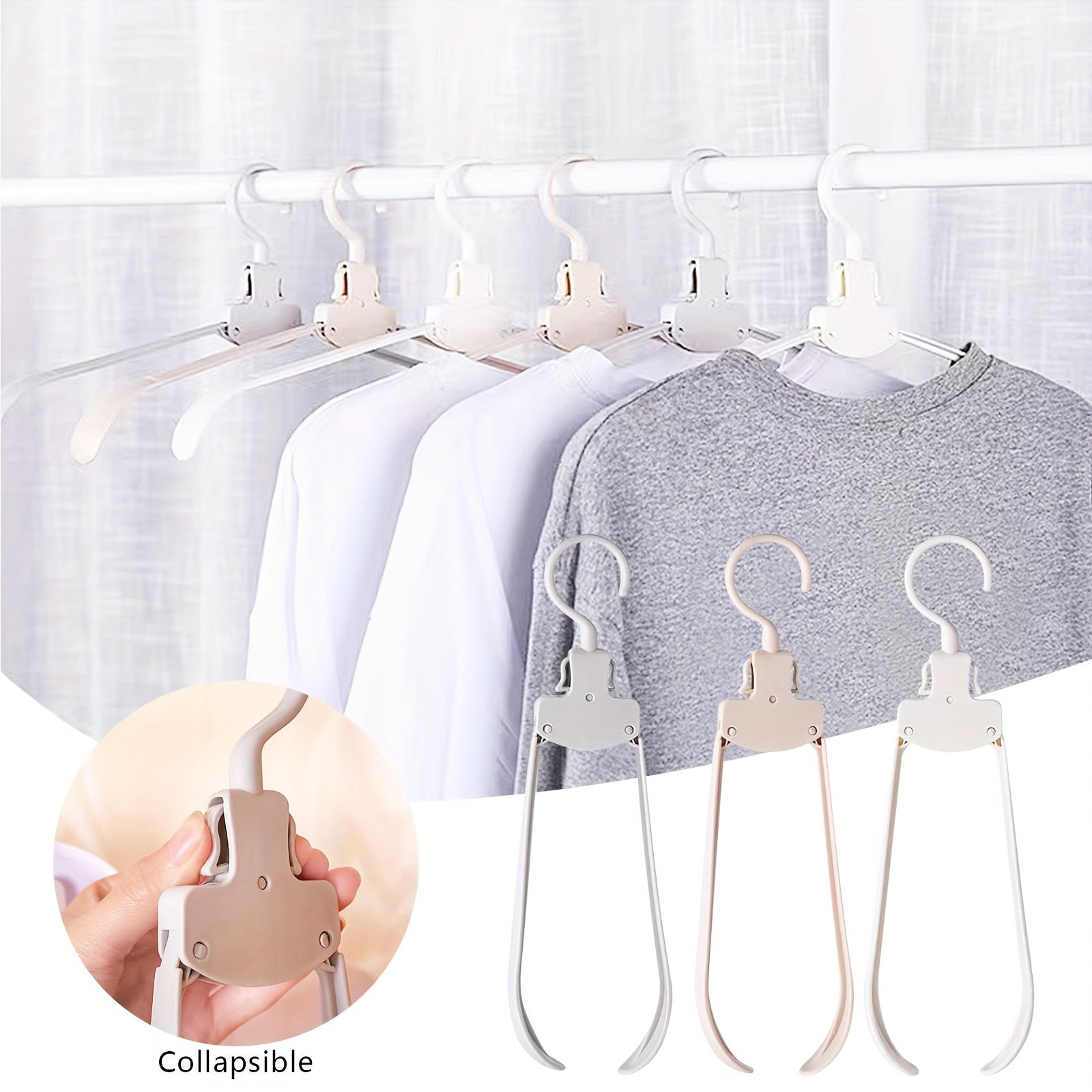 3pcs Non Slip Folding Hangers Travel Cloth Hanger Clothespin Towel Sock Organize