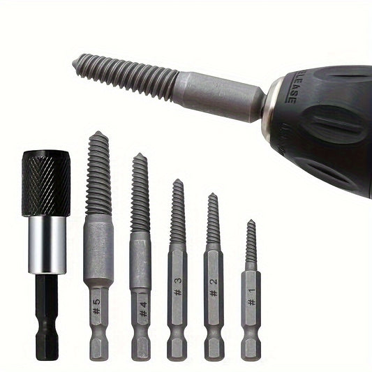 6pc Broken Screw Extractor Screw Remover Tool Set