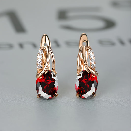 Vintage Oval Cut Marble Zircon Earrings - Bridesmaid Gift