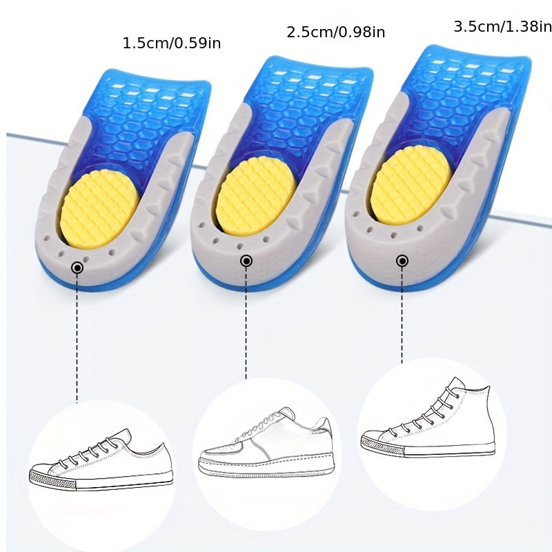 TPE Heightened Insole Height Increase Half Shoes Pad Men Women Silicone Gel