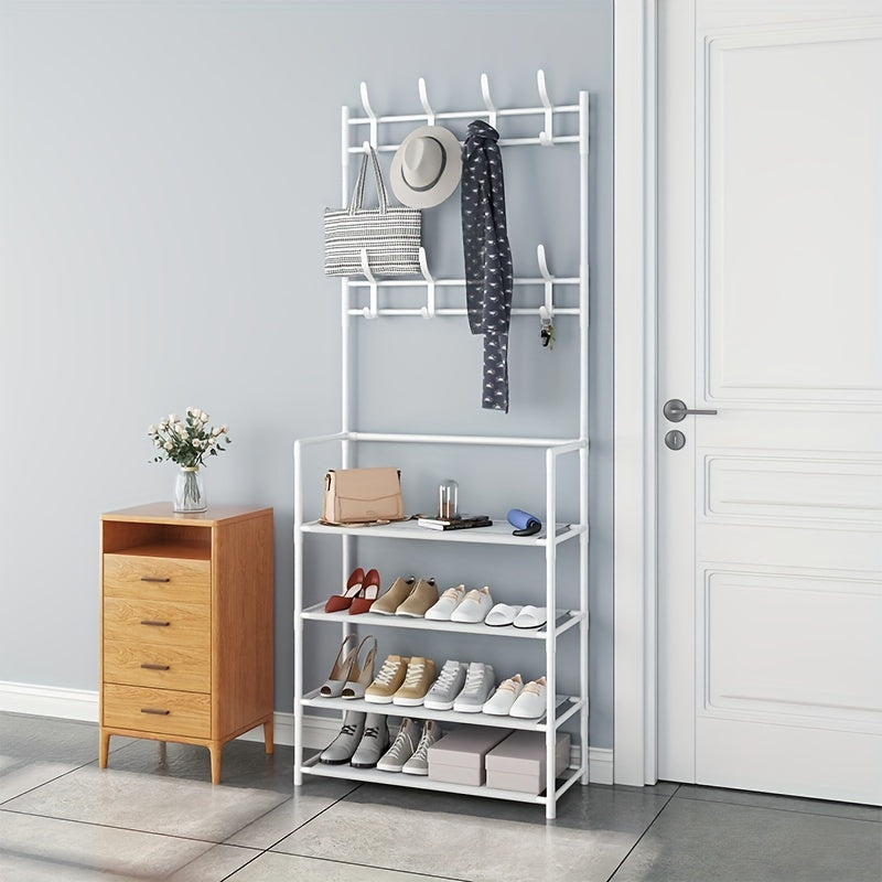 4-Layer Entryway Shoes and Hats Rack with 8 Hooks