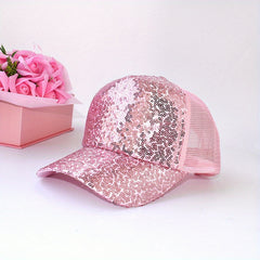 Sequin Mesh Baseball Cap Sun Protection Hat For Outdoor Holiday