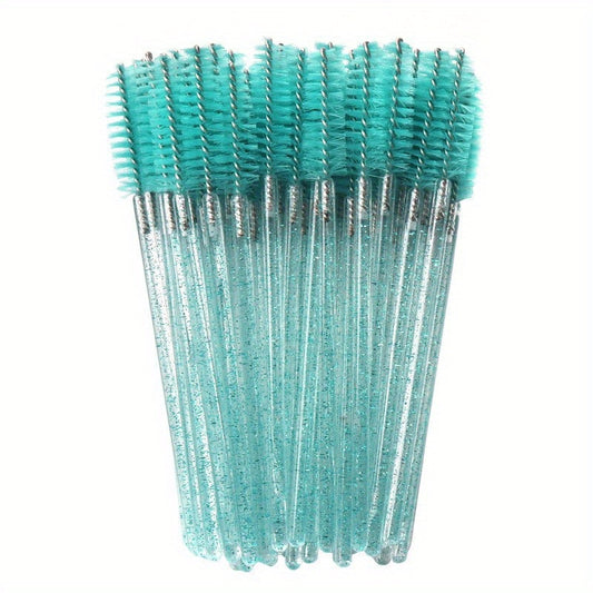50pcs Crystal Eyelash Brush Mascara Wand for Extensions and Grooming
