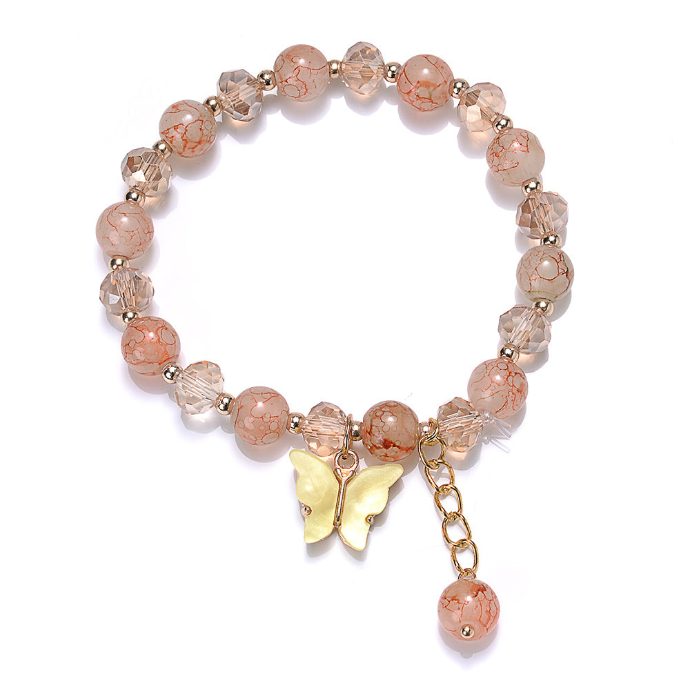 Beaded Butterfly Charm Bracelet Glass Sweet Jewelry Gift Yoga Meditation