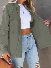 Women's Plus Size Fringe Trim Denim Jacket