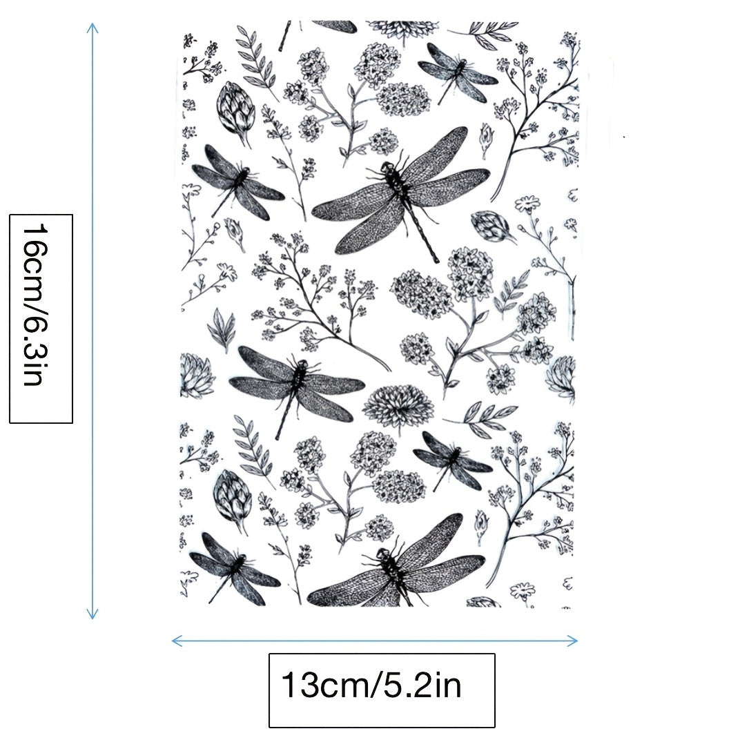 Dragonfly Flower Seal Stamps For Card Making Deco