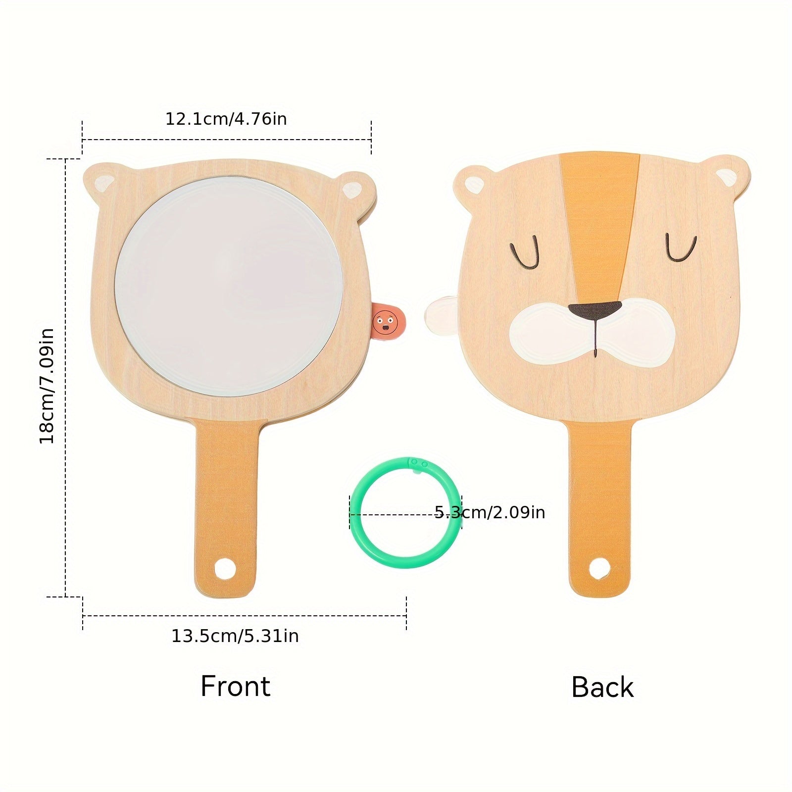 Wooden Mirror Toy with Animal Faces - Cognitive Development Gift