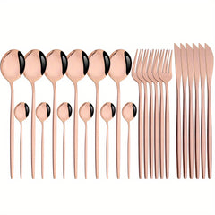 24pcs Stainless Steel Cutlery Set Fork Spoon Tableware Set Dinnerware Set