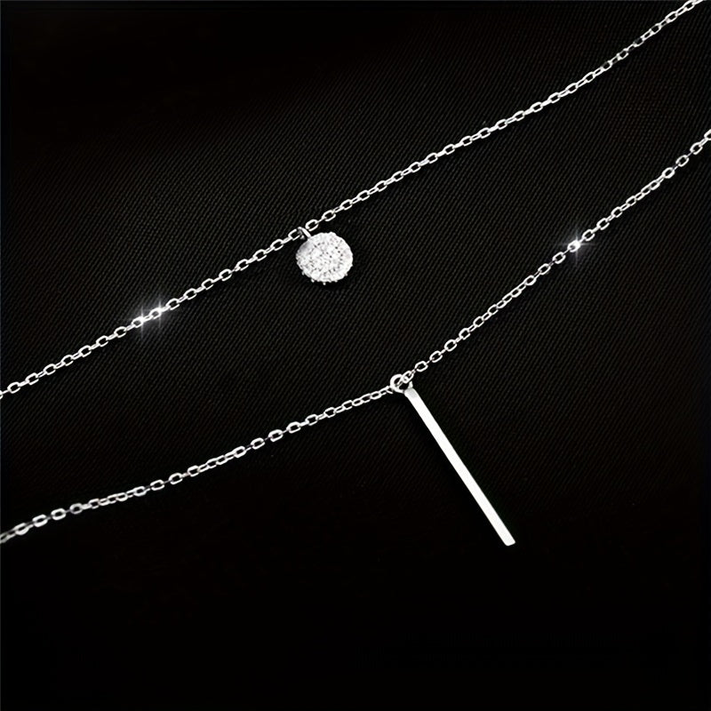 Geometric Shape Rhinestone Double Layer Necklace