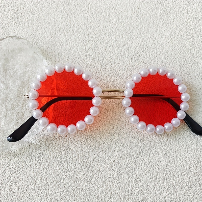 Girl's Faux Pearl Sunglasses Parent Child Style UV Protection Baby Glasses