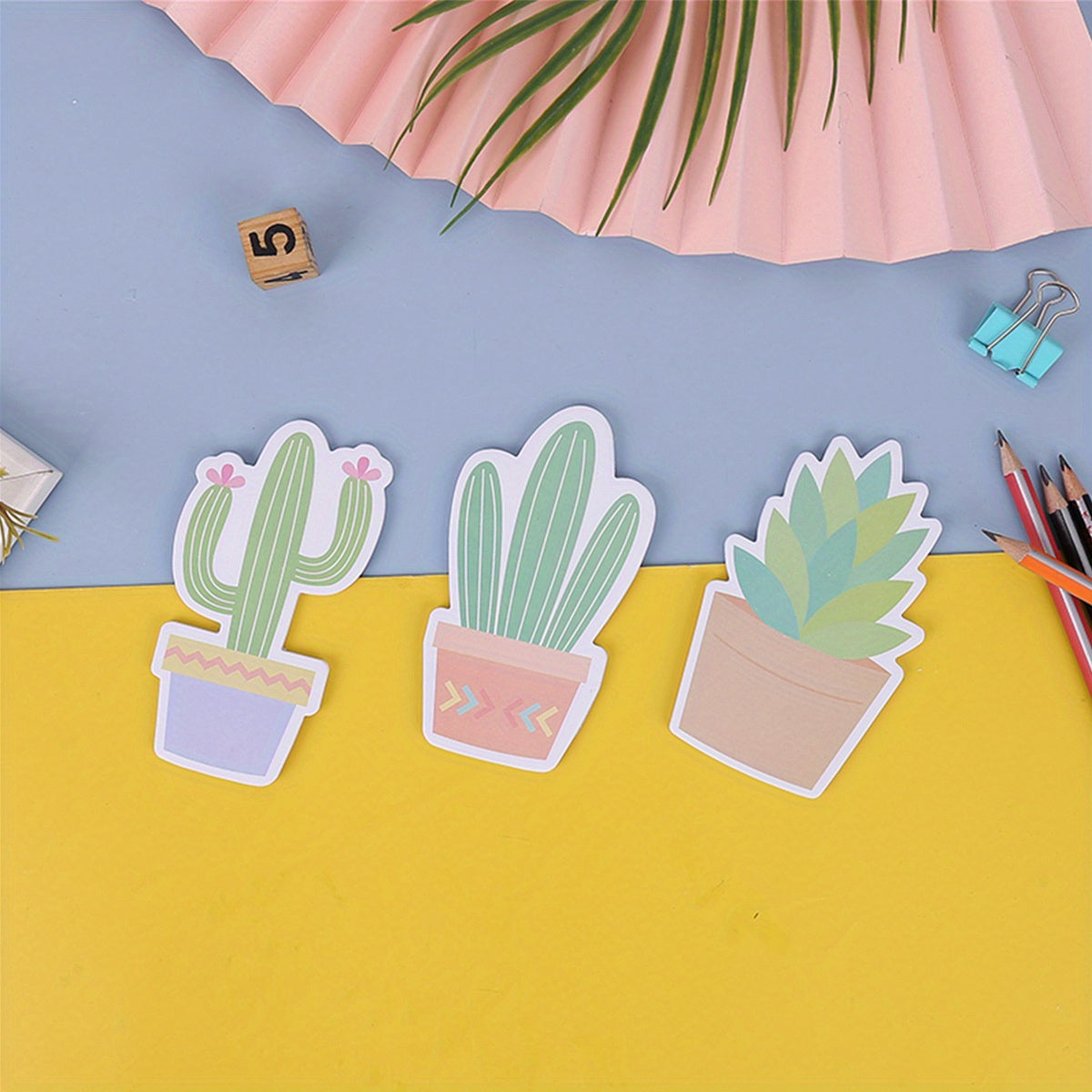 3pcs Cactus Sticky Notes, Cartoon Creative Office Novelty Sticky Notes