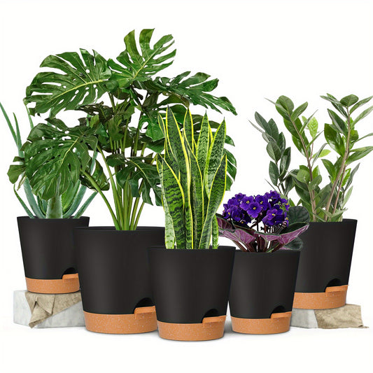 GARDIFE 5pcs Self Watering Planters Plastic Flower Pots - Various Sizes