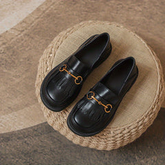 Women's Tassel Chunky Heel Loafers Slip On Shoes