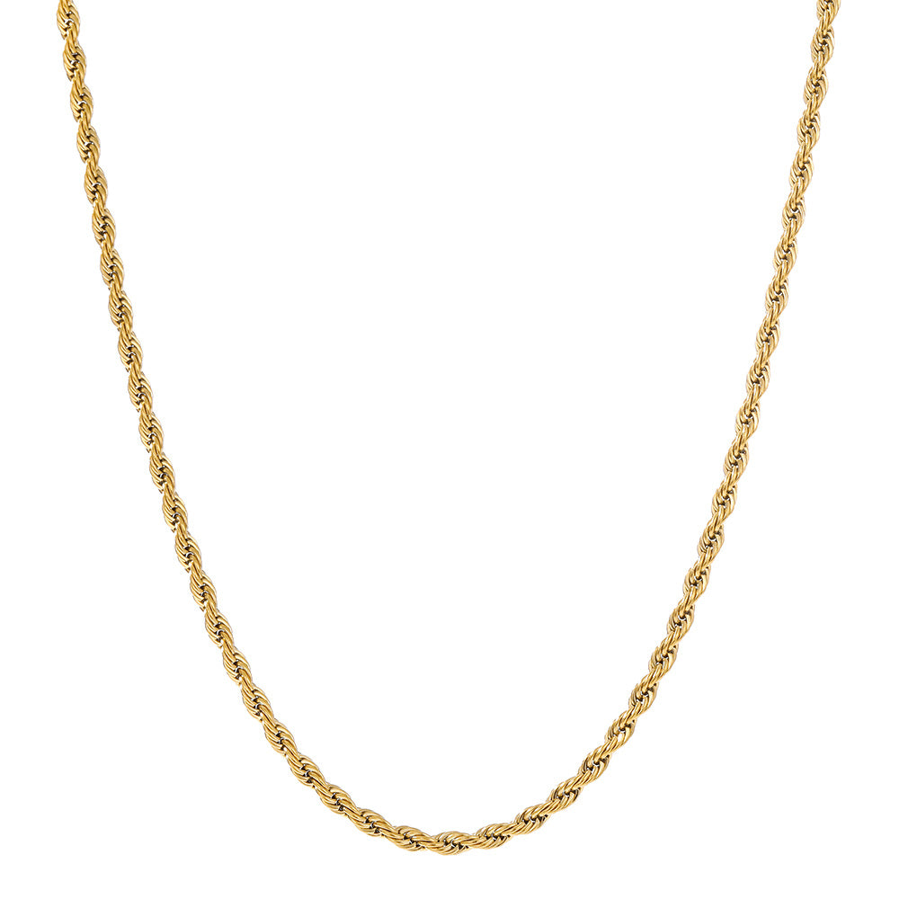 1pc Golden Silver Twist Chain Necklace Men Women Couple Necklace