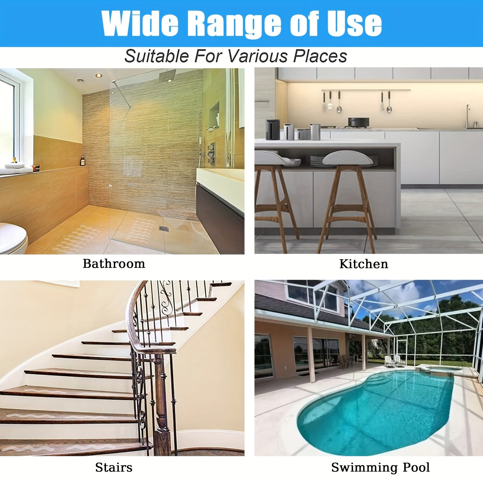 24pcs Clear Non Slip Strip Stickers for Bathroom Floor and Shower