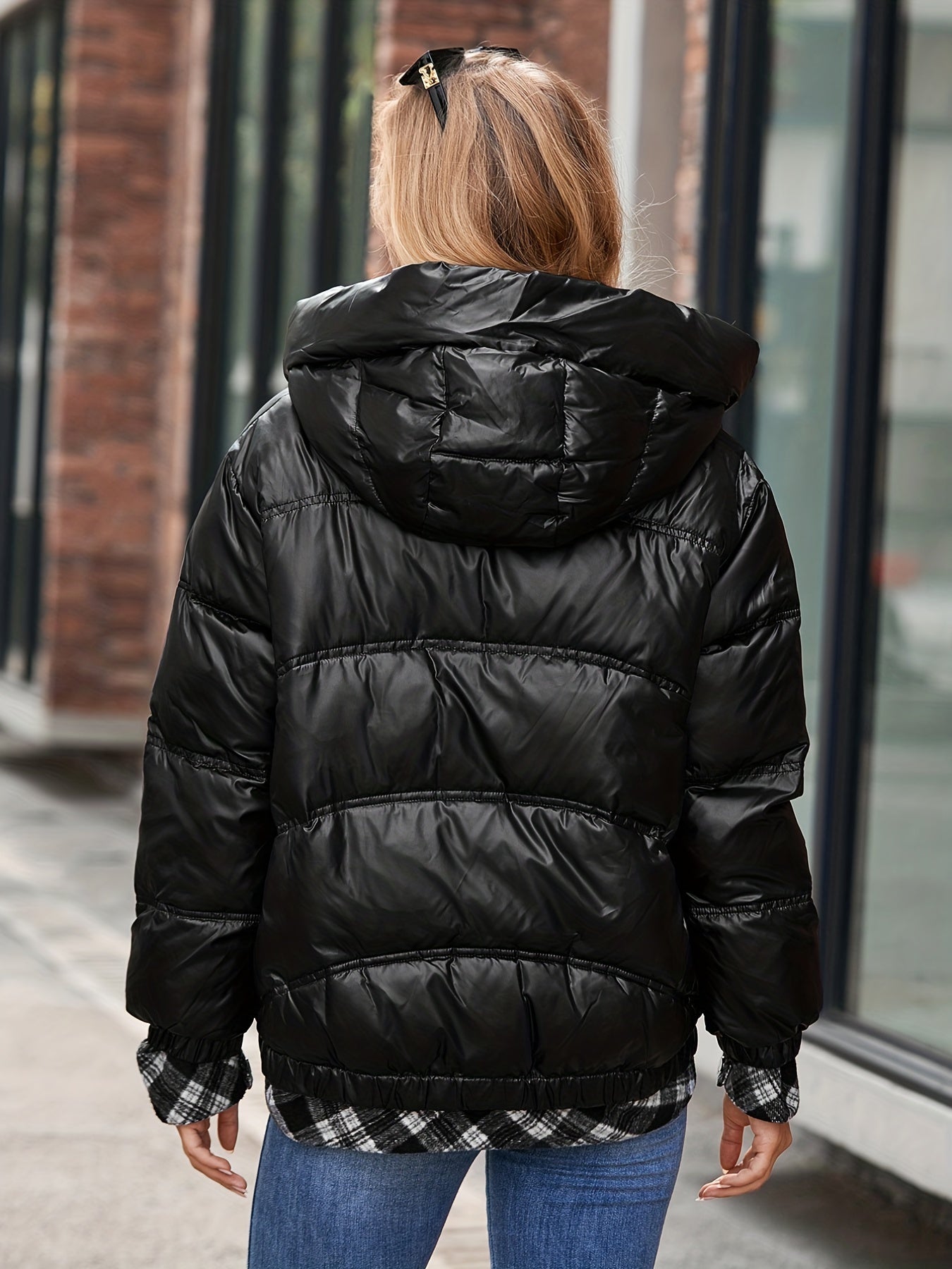Zip Up Hooded Jacket Warm Outerwear