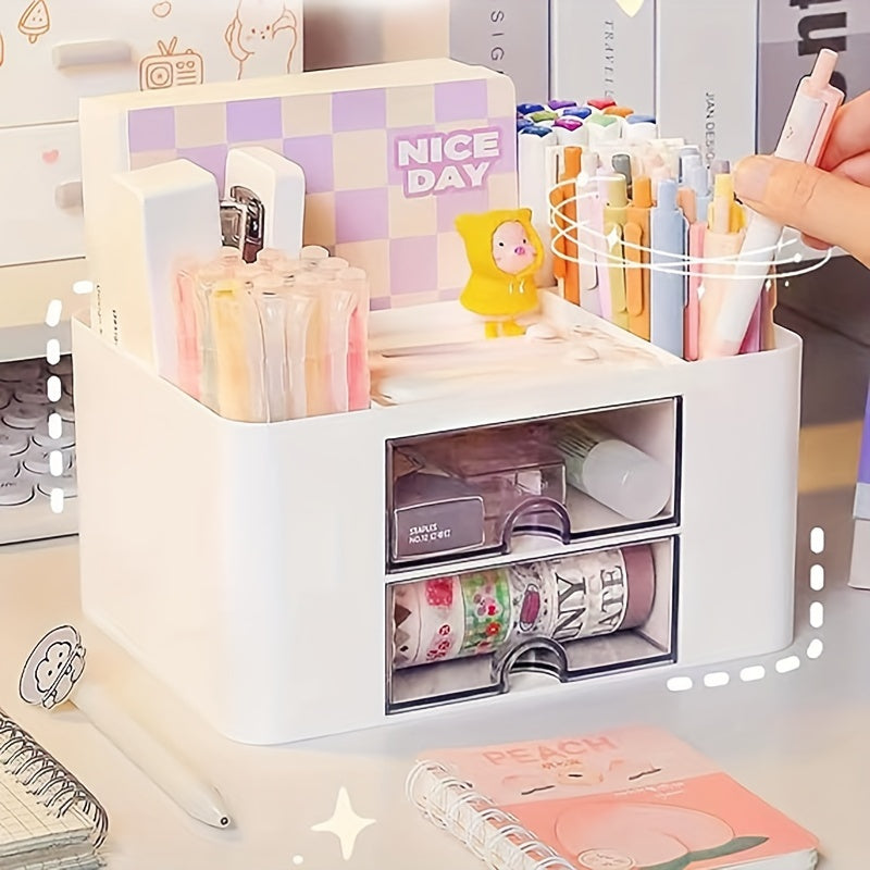 Two Tone Stationery Storage Box for Office Desk Holder