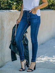 Slim Fit Skinny Leg Jeans High Waist Denim Pants