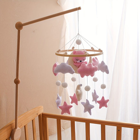 Pink Bear & Clouds Plush Toys Baby Mobile